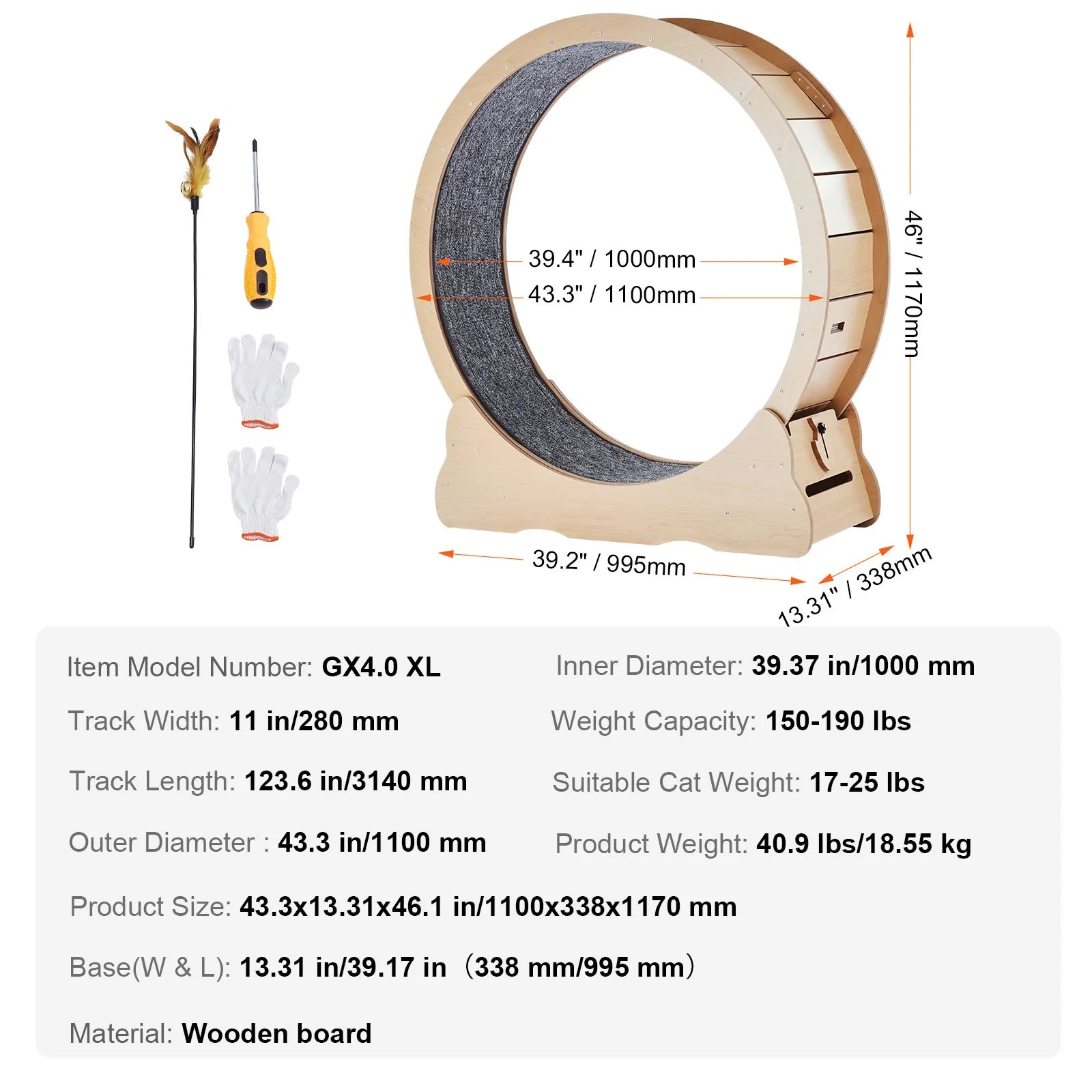 Wooden Exercise Wheel Large Cat Treadmill