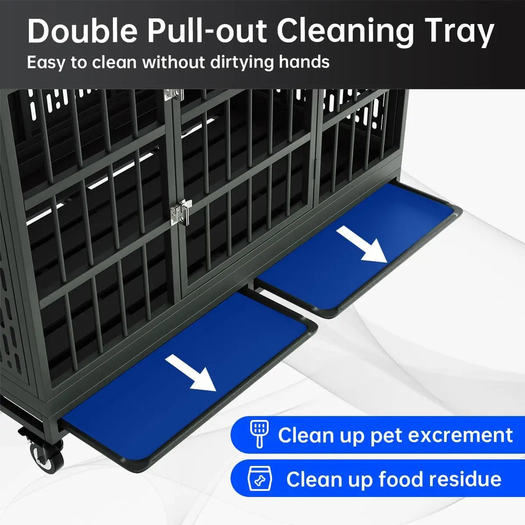 48-Inch Heavy-Duty Dog Crate with Wheels