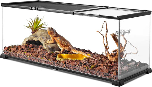 20 Gallon Glass Terrarium with Dual Sliding Top Cover