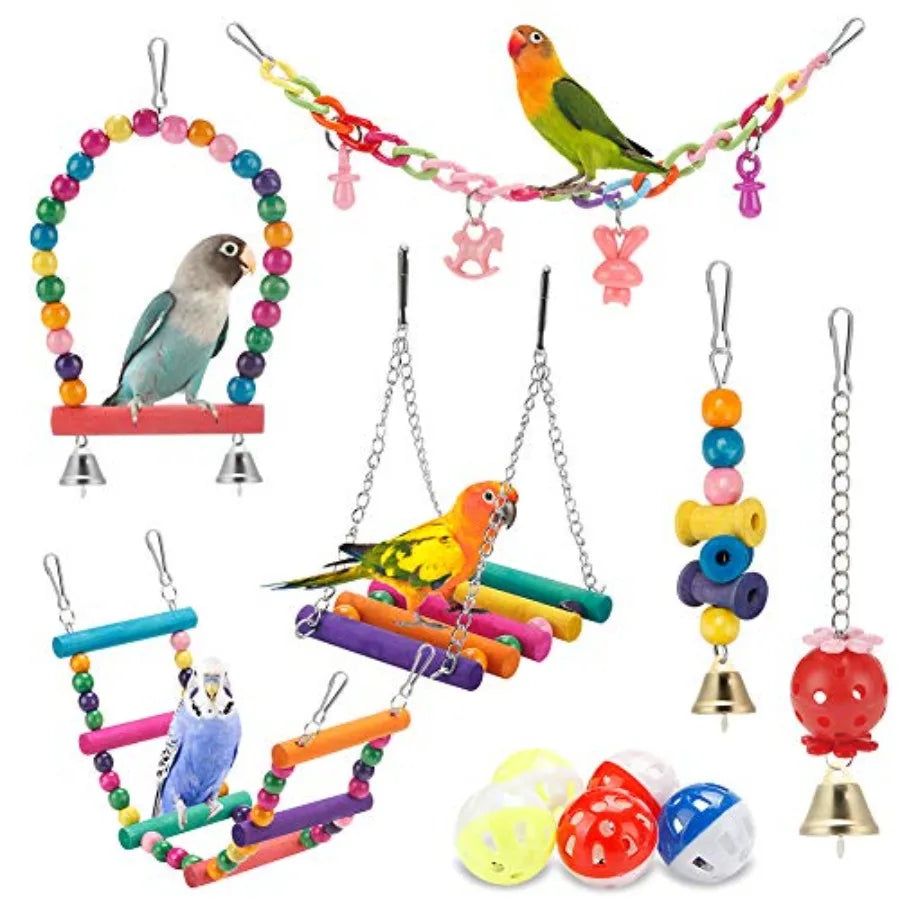 Assortment of Bird Toys - Swing Hanging Standing Chewing Hammock Climbing Ladder