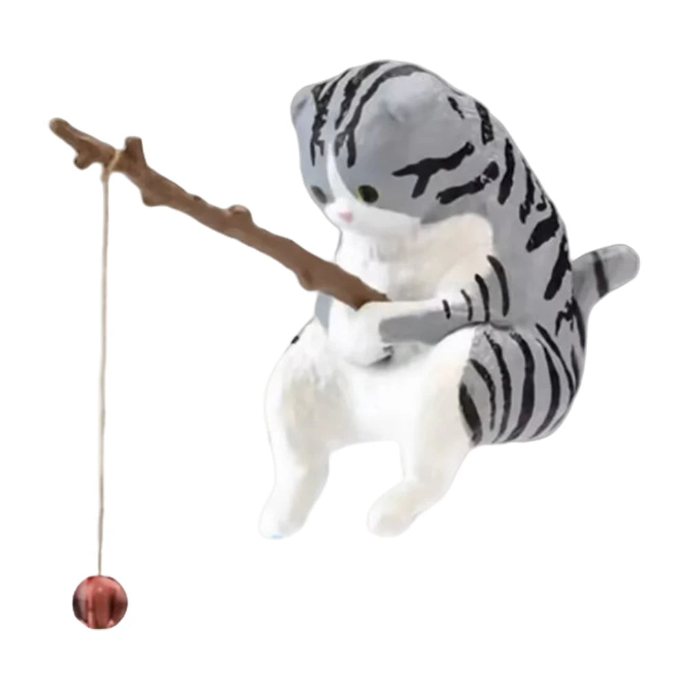 Cute Fishing Cat Figurine Ornament Aquarium Decoration