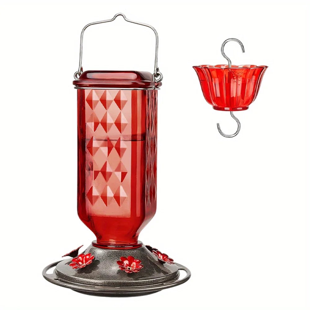 Outdoor Hanging Glass Bird Feeder 6 Ports