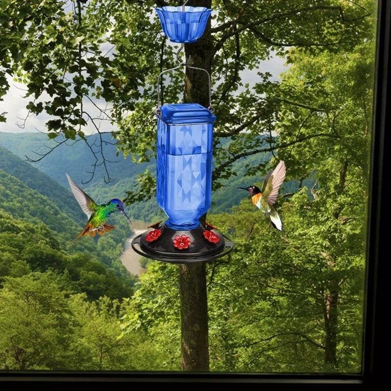 Outdoor Hanging Glass Bird Feeder 6 Ports