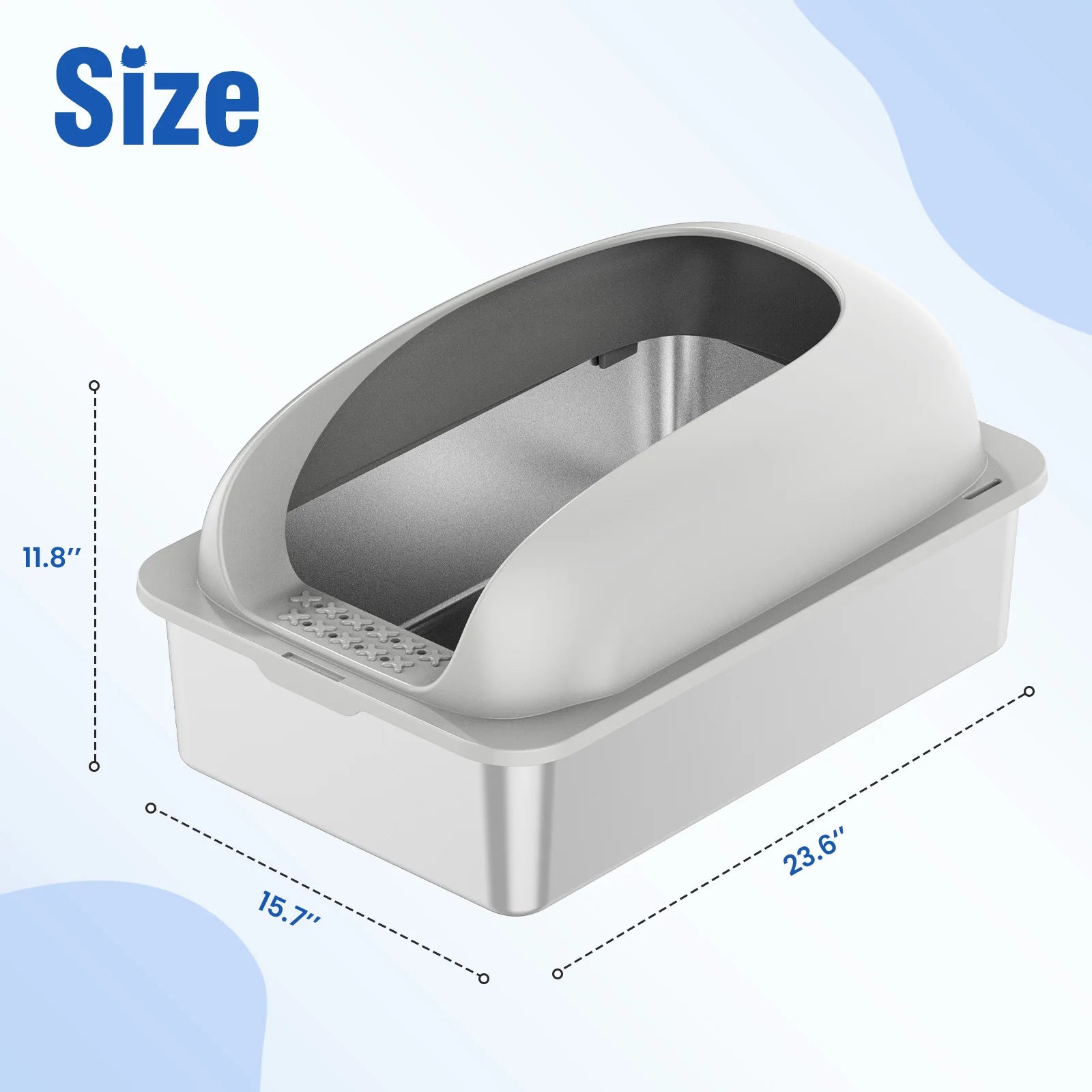24IN Stainless Steel Cat Litter Box with Lid