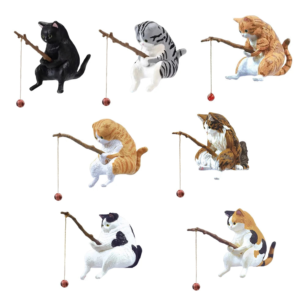 Cute Fishing Cat Figurine Ornament Aquarium Decoration