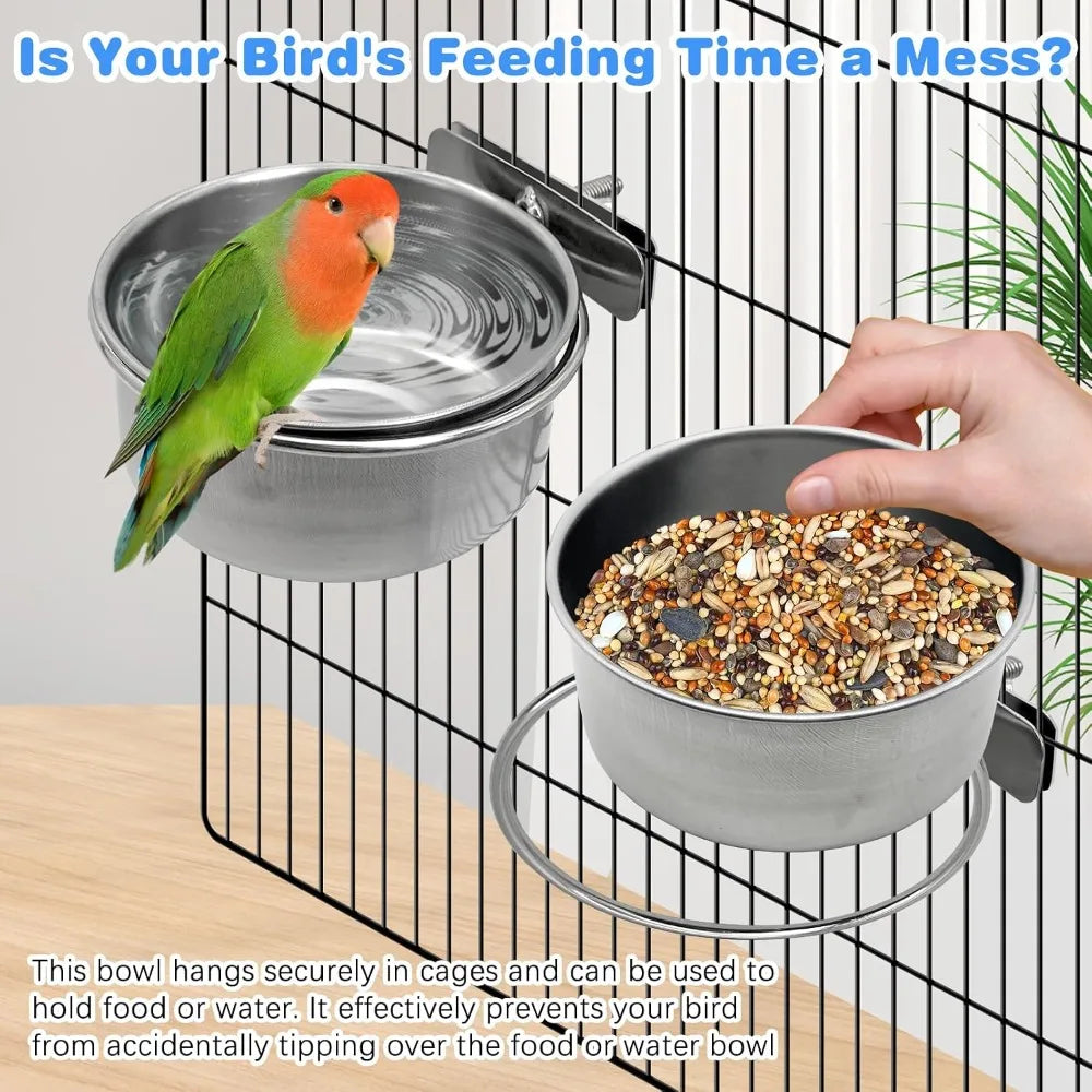 Bird Cage Feeder Cups 2PCS for Food & Water