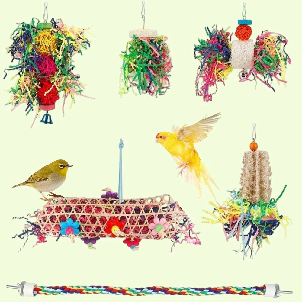 6 Pack Bird Shredding Chewing Toys