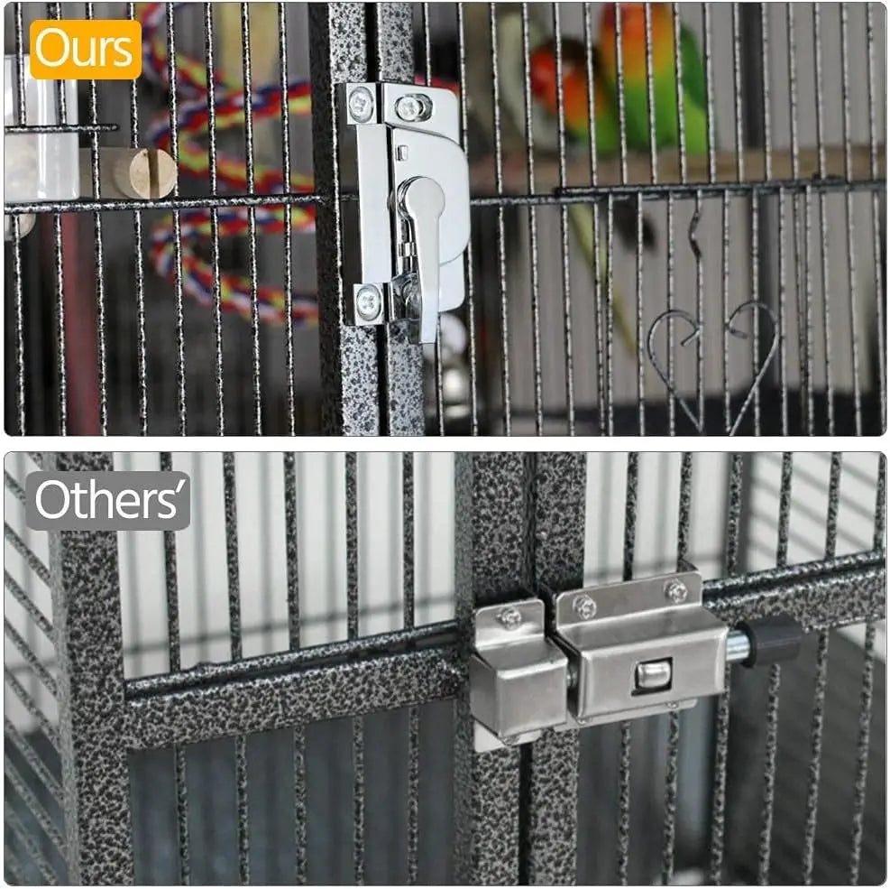 69-Inch Large Black Metal Bird Cage with Wheels