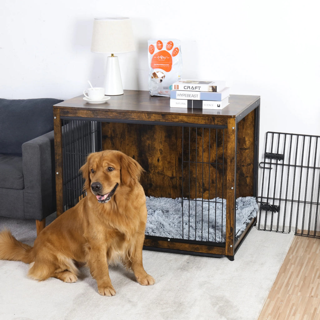Pet Dog Cage Kennel End Table with 2 Doors