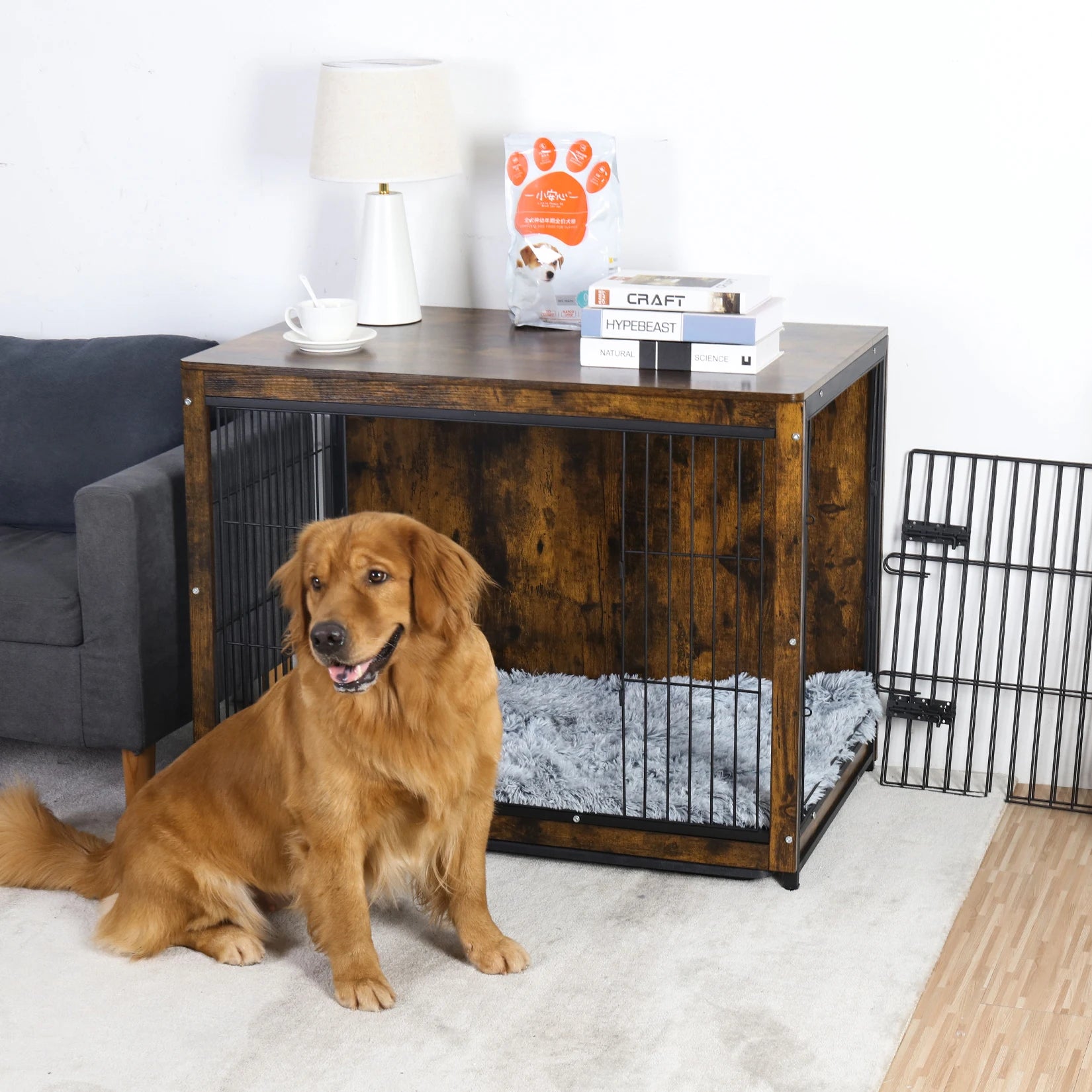 Pet Dog Cage Kennel End Table with 2 Doors