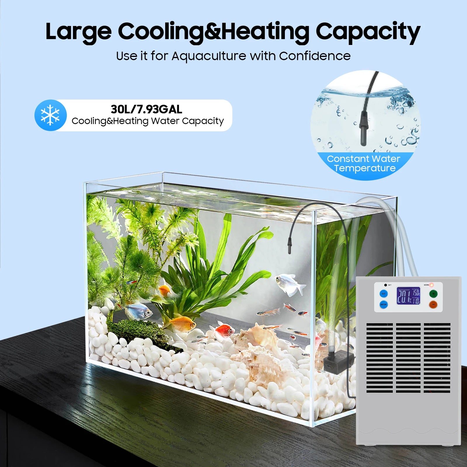 100W Fish Tank Cooling Heating Machine 10-40°C Control
