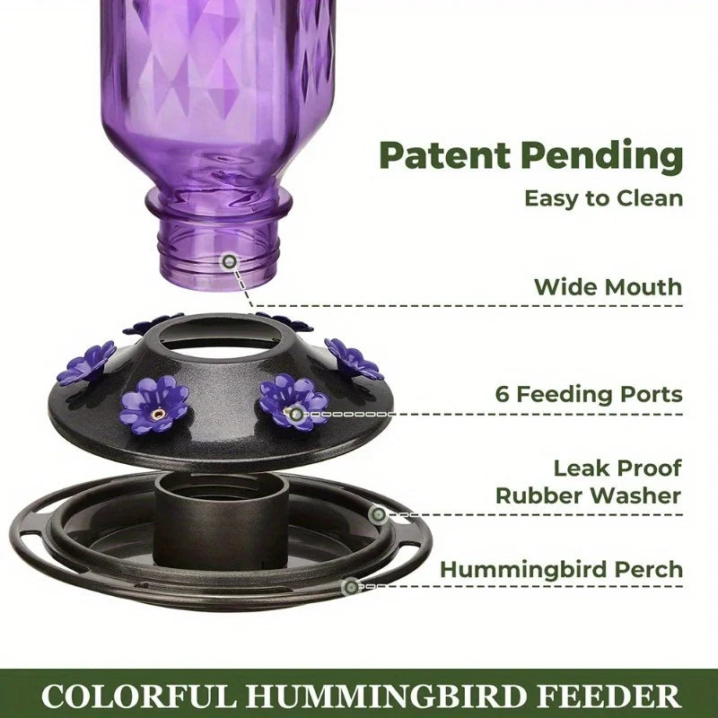 Outdoor Hanging Glass Bird Feeder 6 Ports