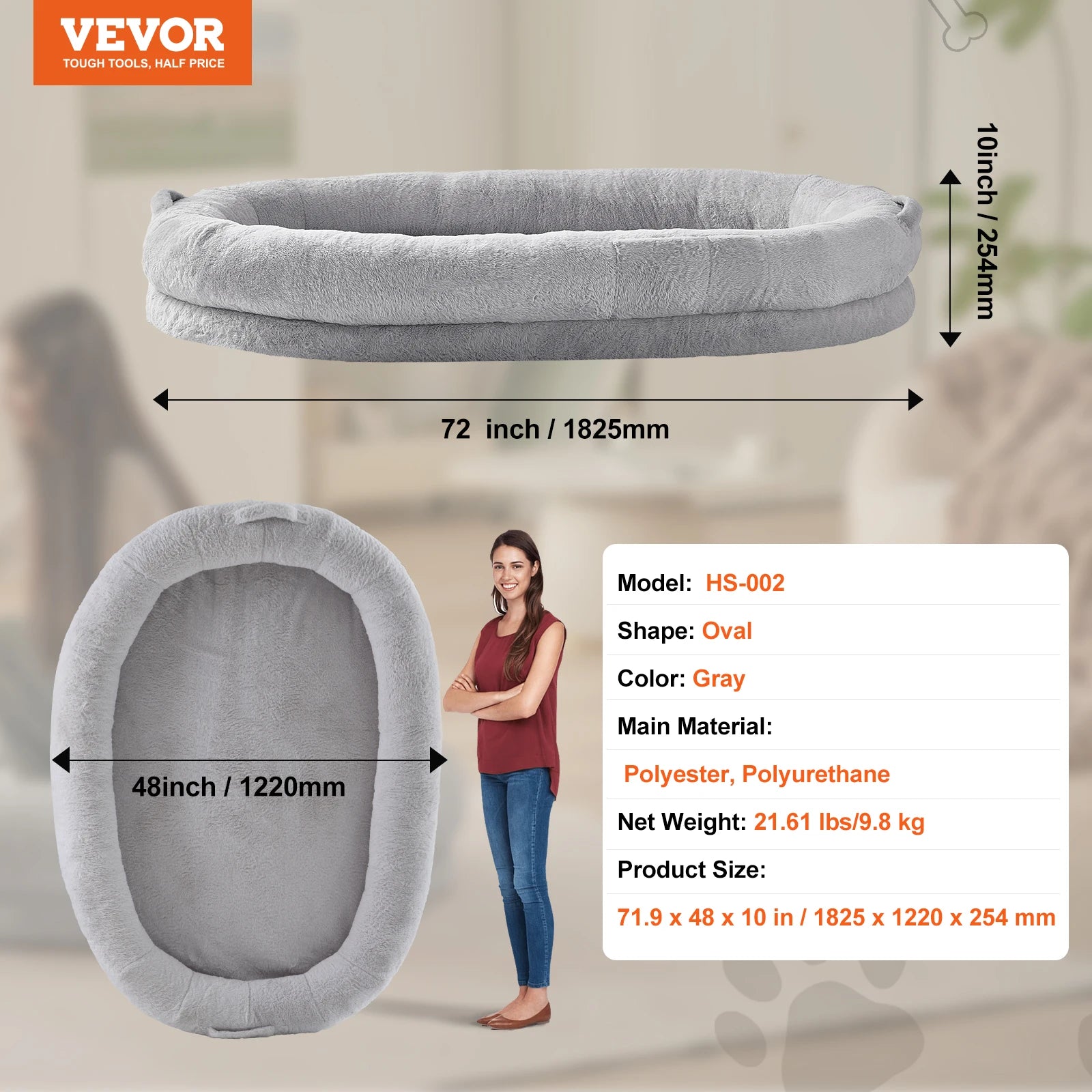 Adult Human Size Pet Bed with Washable Cover