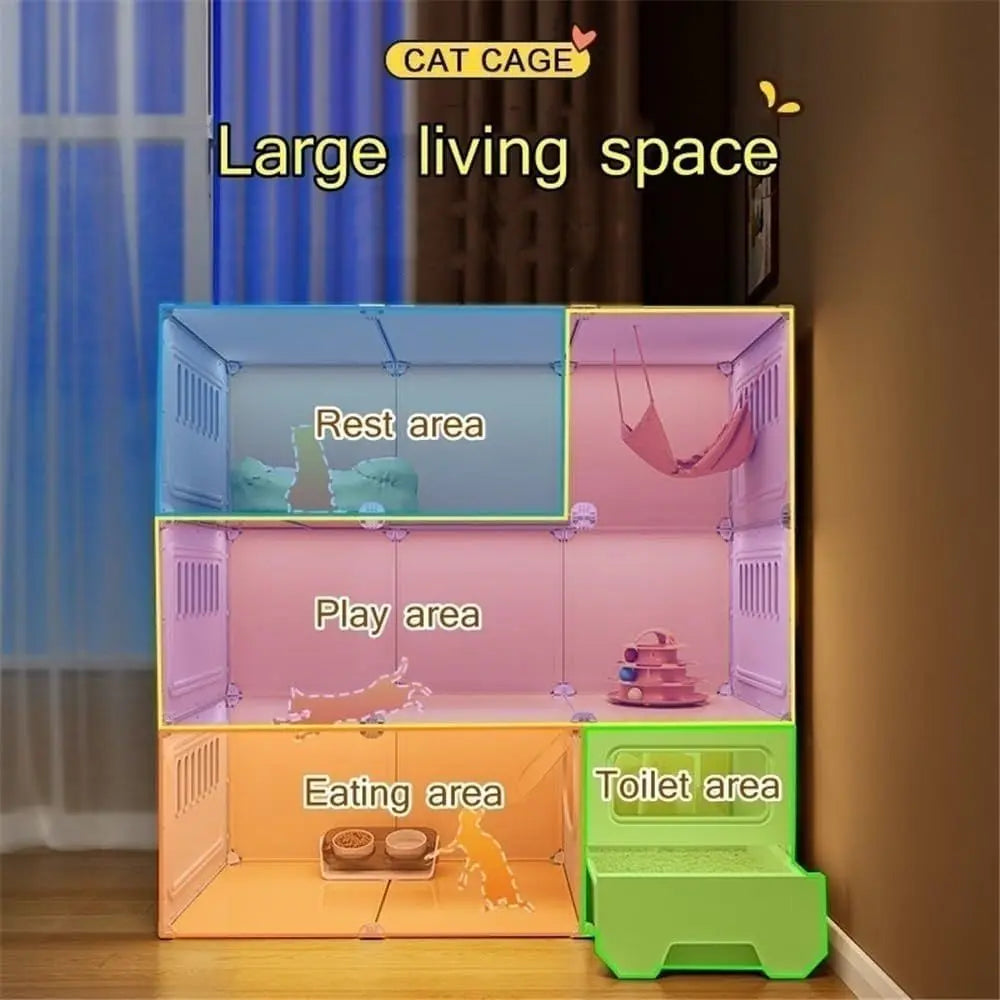 Large Cat Cage Indoor House with Litter Box