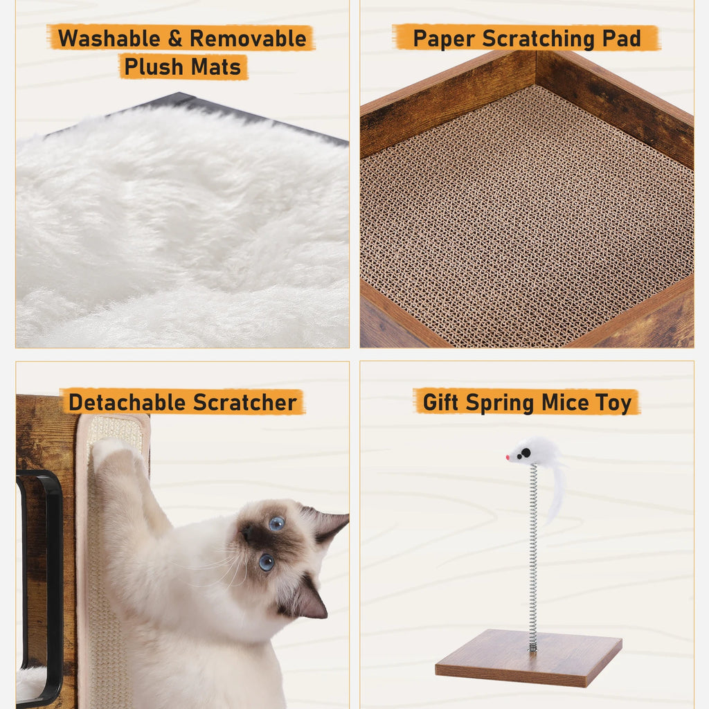 Modern Wood Cat Condo House Bed
