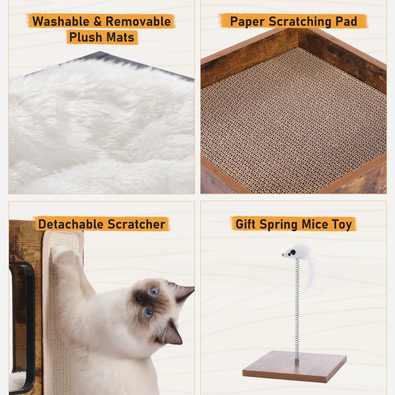 Modern Wood Cat Condo House Bed