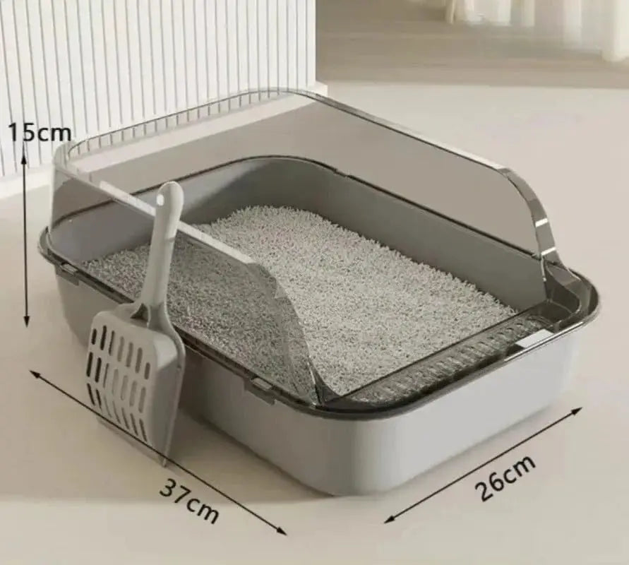 Semi-Enclosed Cat Litter Box with Splashproof High Sides