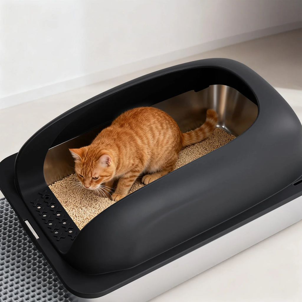 24IN Stainless Steel Cat Litter Box with Lid