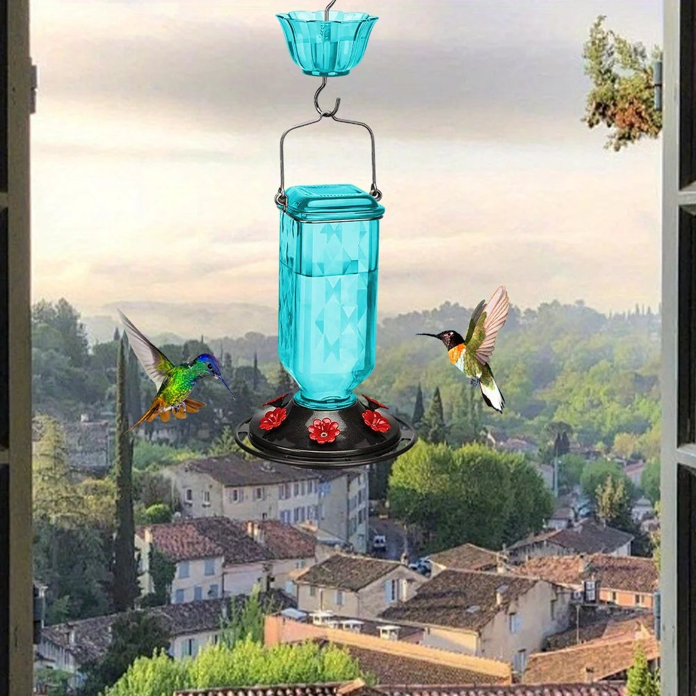 Outdoor Hanging Glass Bird Feeder 6 Ports