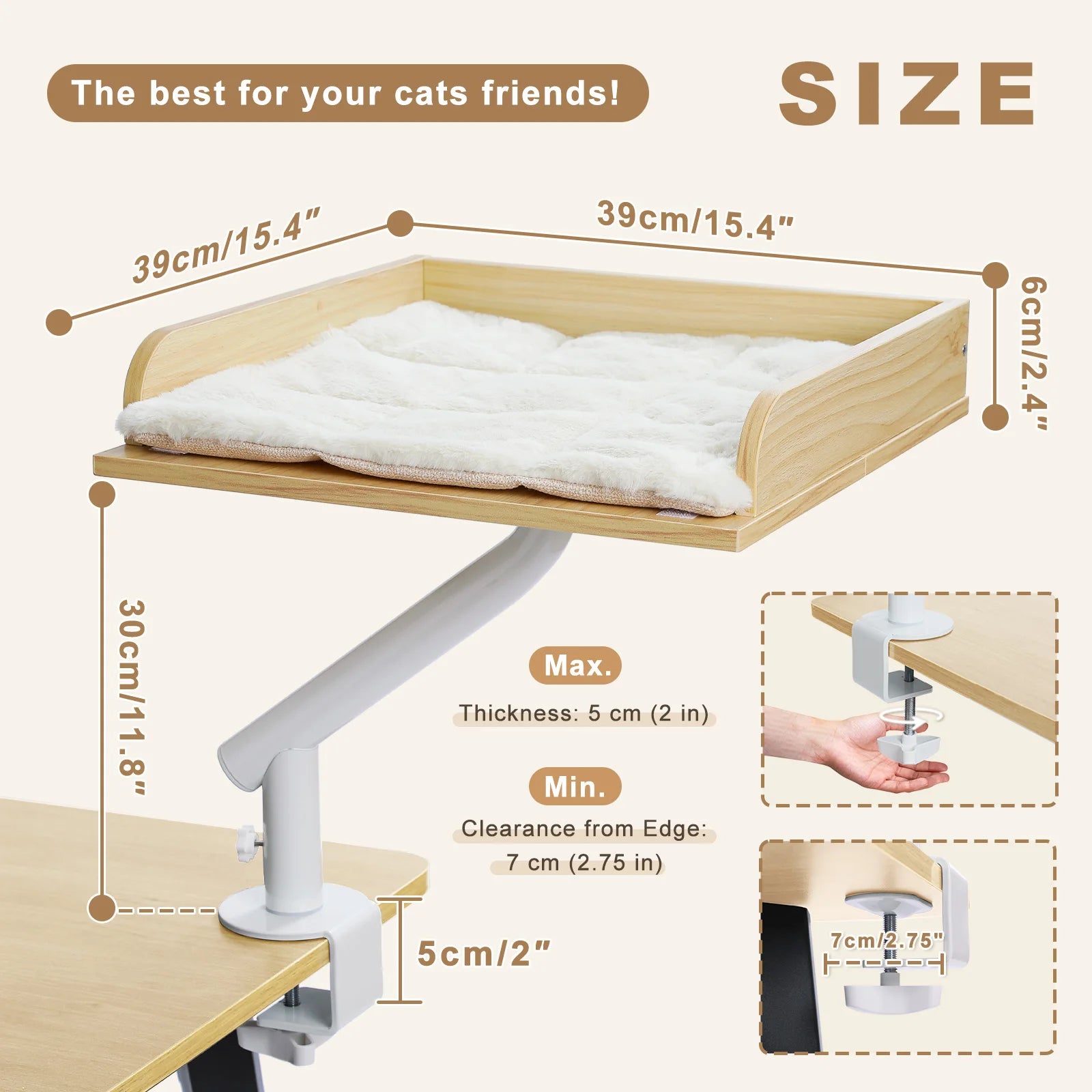 360° Rotatable Cat Bed and Stand for Desk
