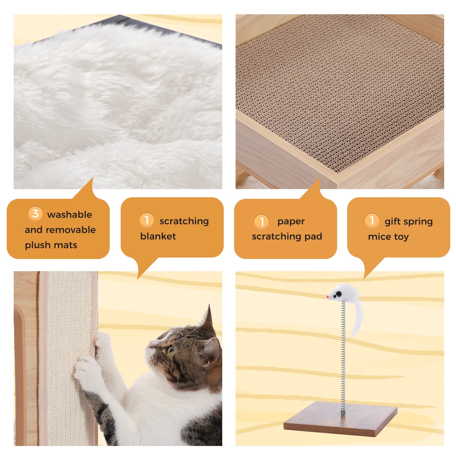 Modern Wood Cat Condo House Bed