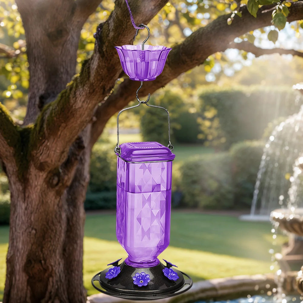 Outdoor Hanging Glass Bird Feeder 6 Ports