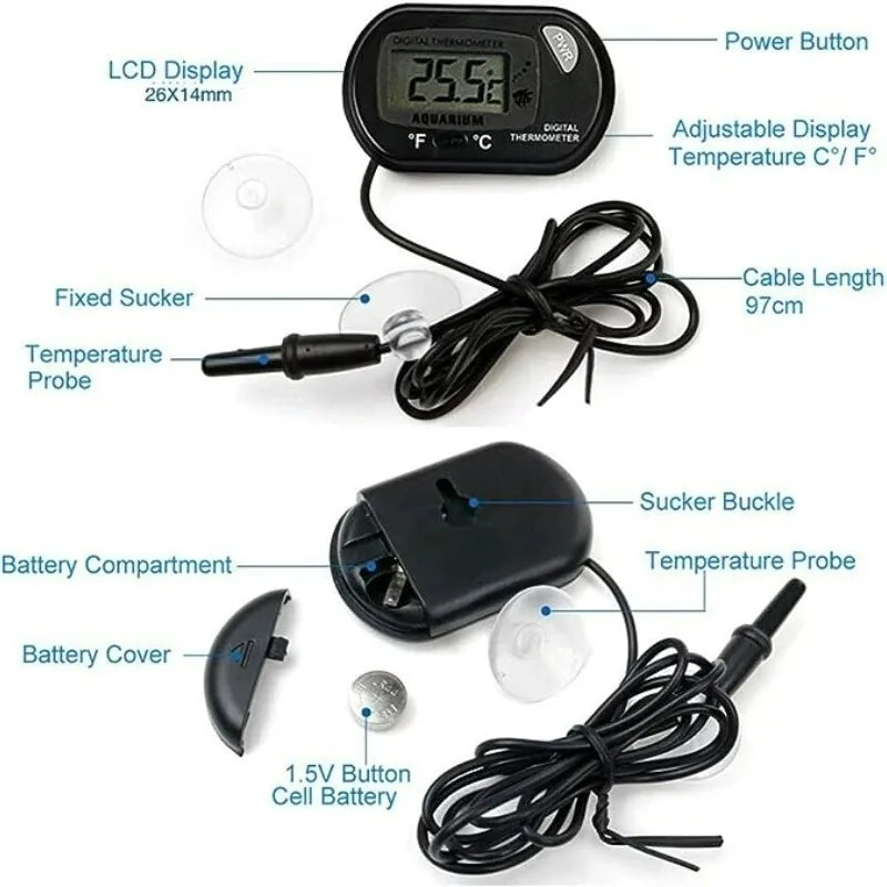 Digital Aquarium Thermometer with Suction Cup Probe