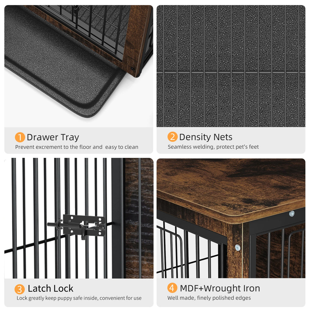 Pet Dog Cage Kennel End Table with 2 Doors