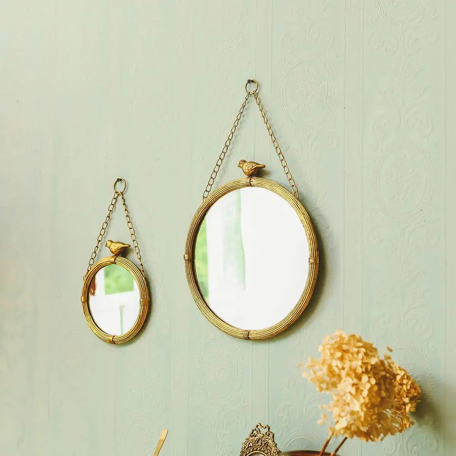 6.7 In Decorative Bird Small Hanging Vintage Mirror