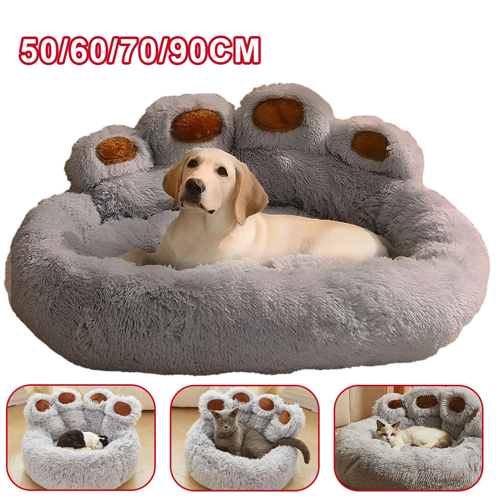 Dog Cat Paw Bed Fluffy Pet Bed