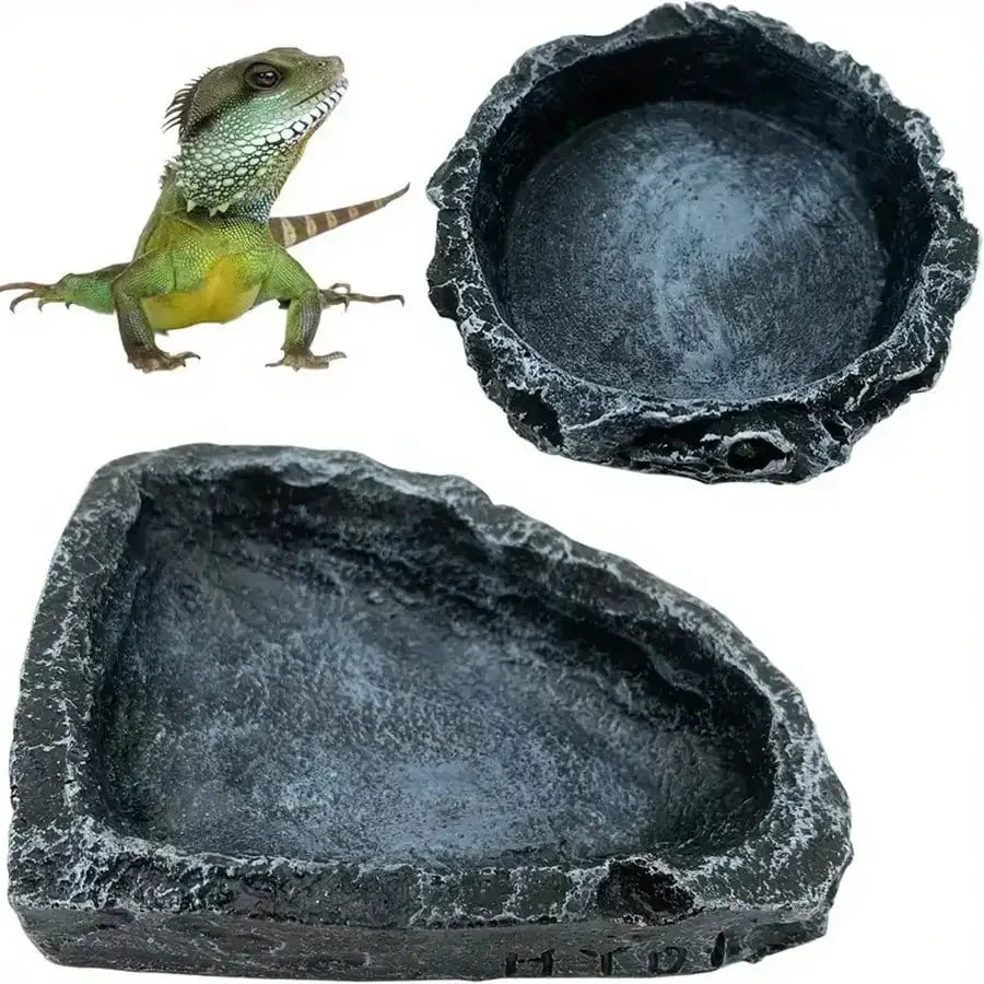 1 Pcs Small Reptiles Realistic Stone Feeding and Water Bowl