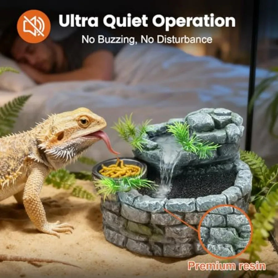 2 in 1 Reptile Water Fountain with Food Dish 550ML