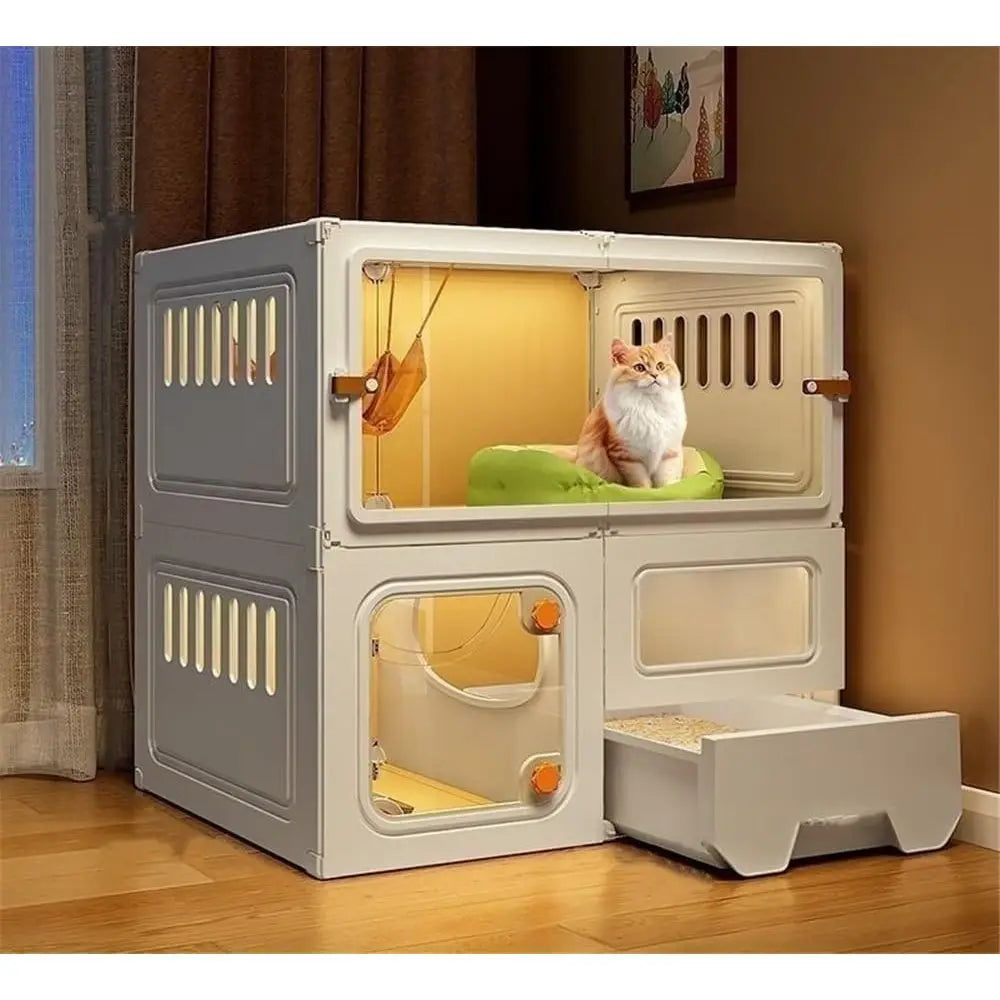 Large Cat Cage Indoor House with Litter Box