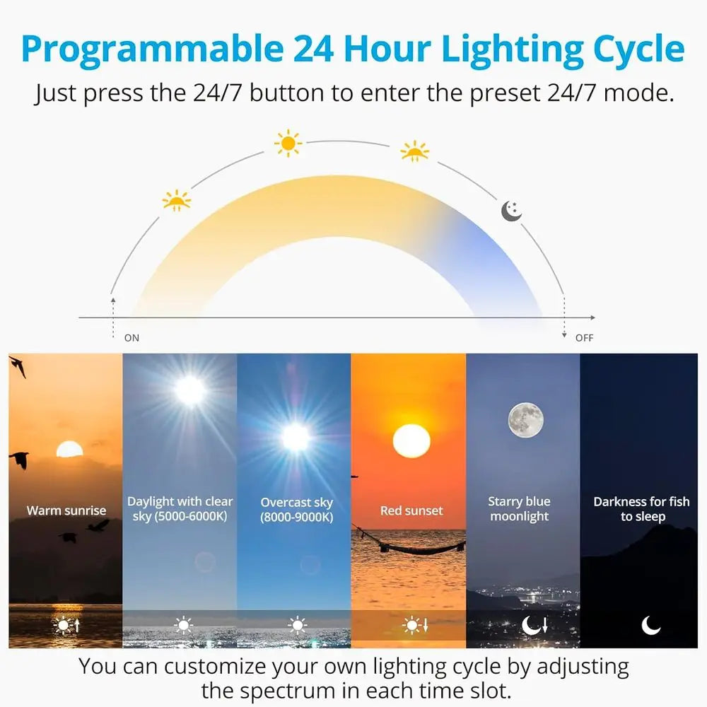 24/7 Adjustable LED Aquarium Light for Fish Tanks