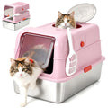 Enclosed Stainless Steel Litter Box With Lid for Cats