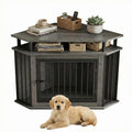 44" Corner Dog Crate with 2-Tier Shelves