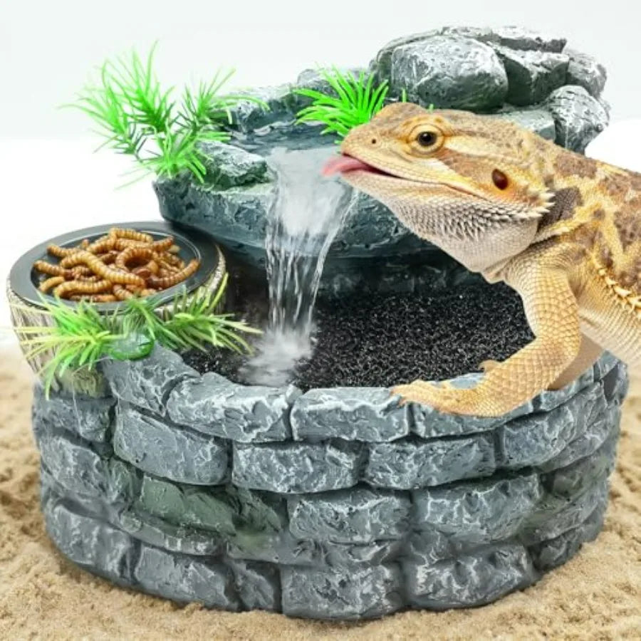 2 in 1 Reptile Water Fountain with Food Dish 550ML