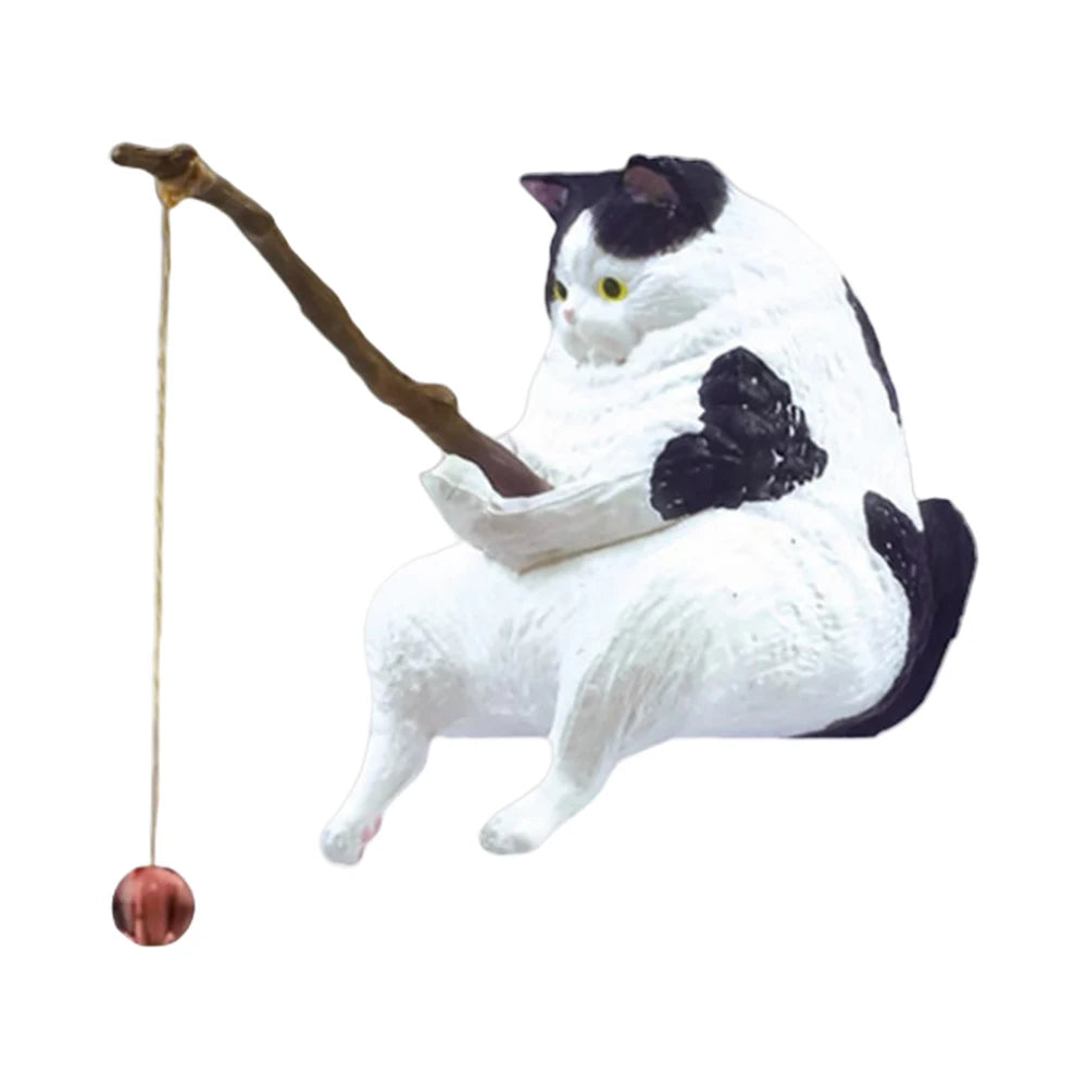 Cute Fishing Cat Figurine Ornament Aquarium Decoration