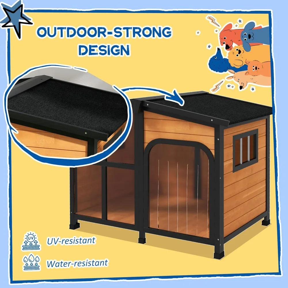 Outside Cabin-Style Wooden Dog House