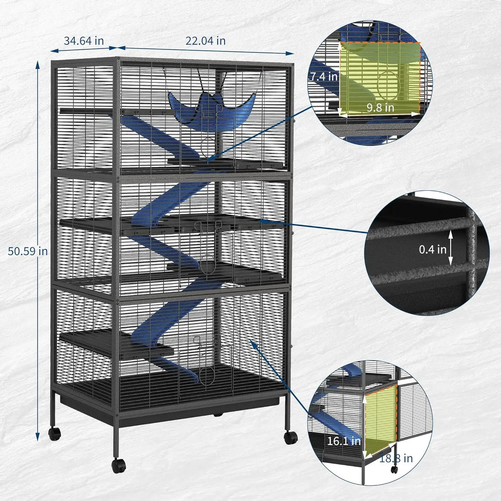 6-Tier Cage with Rolling Stand for Birds and Small Animals