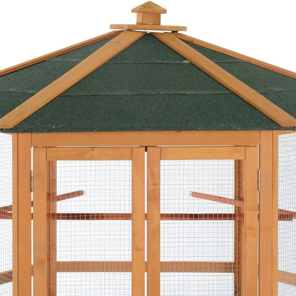 69" Large Wooden Hexagonal Outdoor Bird Cage