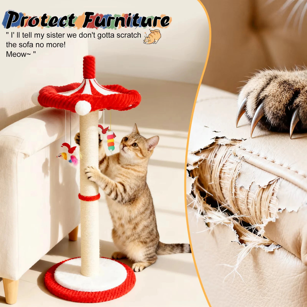 Rotating Interactive Cat Scratching Post