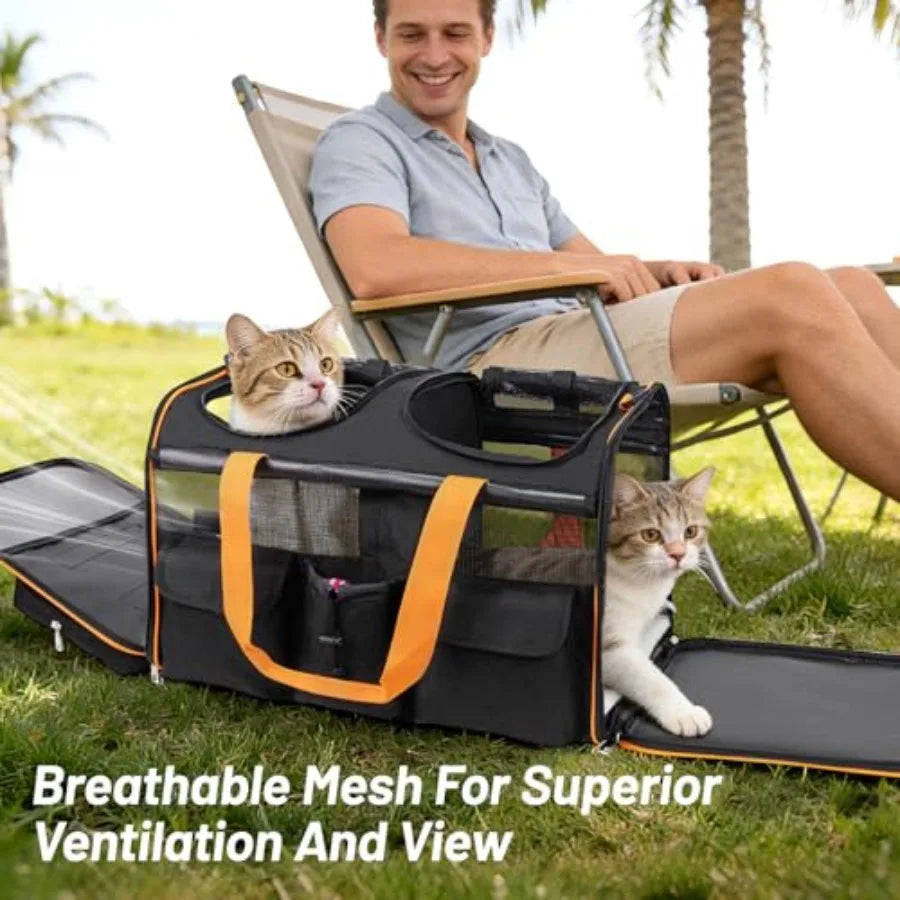 Large Dual Pet Carrier with Removable Divider